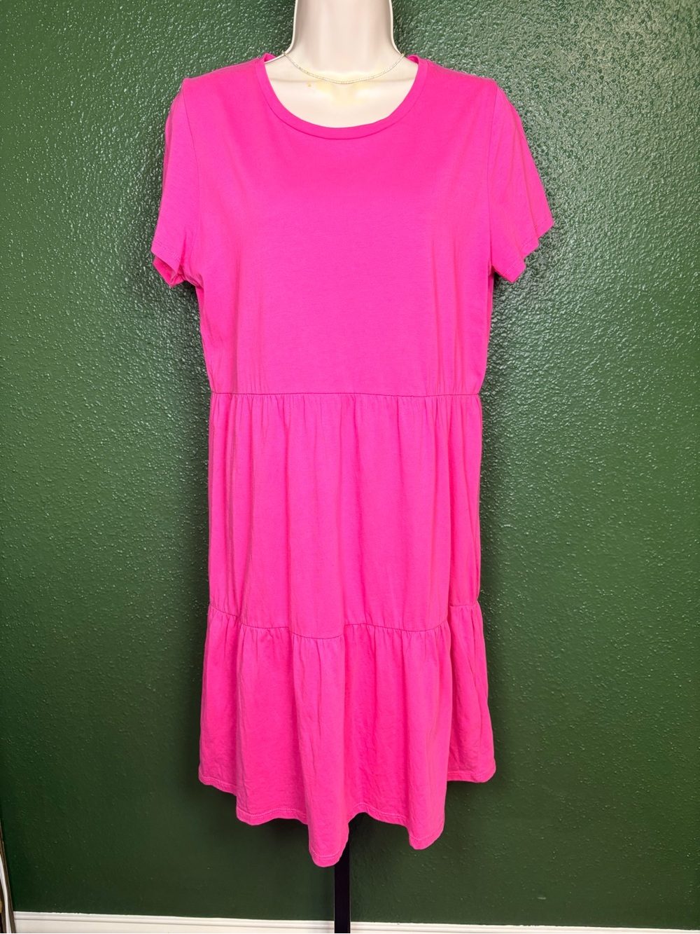 J Crew tiered ruffled t shirt dress in pink size small - Picture 1 of 5